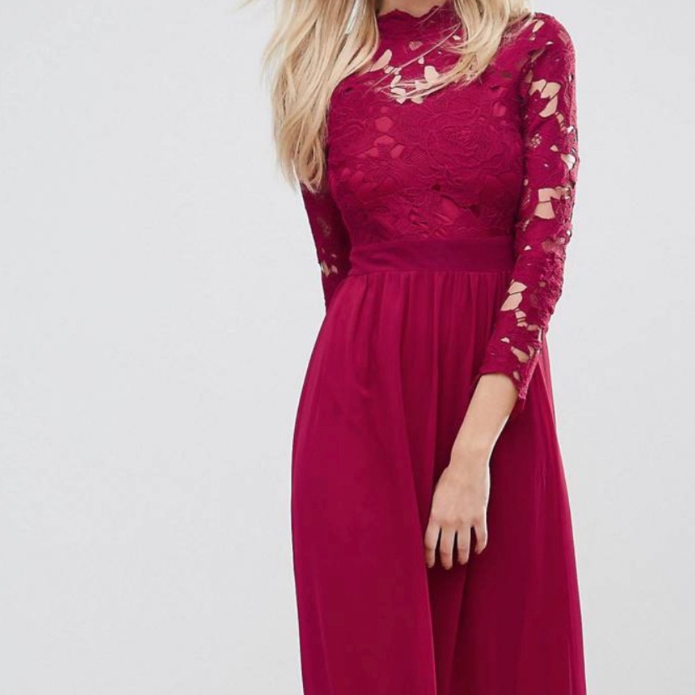 High neck crotchet maxi dress